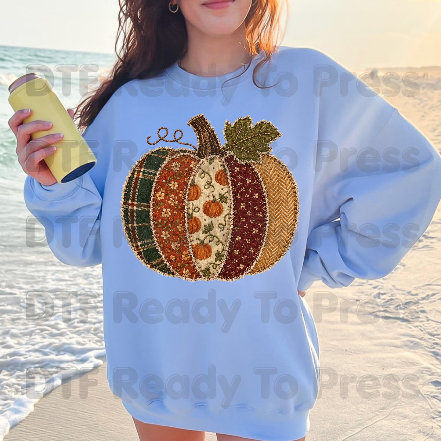 Fall Pumpkin DTF Transfer Ready to Press Patchwork Patch Plaid Floral Pumpkin Heat Transfer Shirts Vintage Autumn Vibe Graphic Tees
