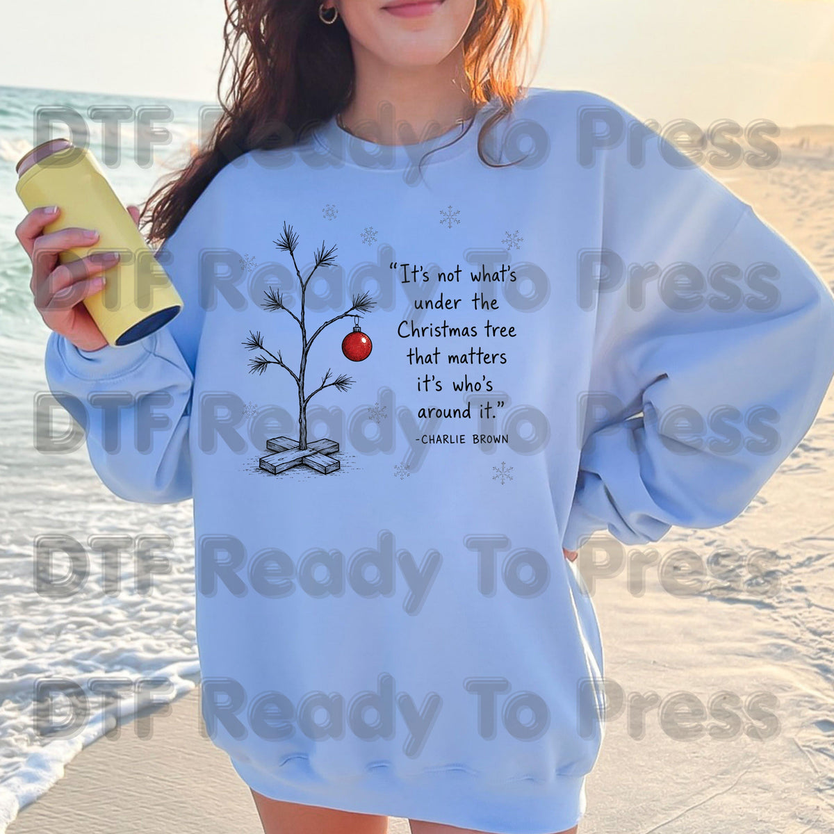 Christmas DTF Transfer, Charlie Brown Christmas Tree, Red Ornament Quote Graphic