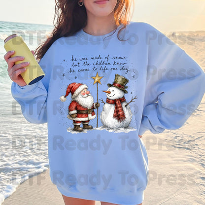 Frosty Snowman DTF Transfers, Santa Came to Life Christmas Quote Holiday Ready to Press