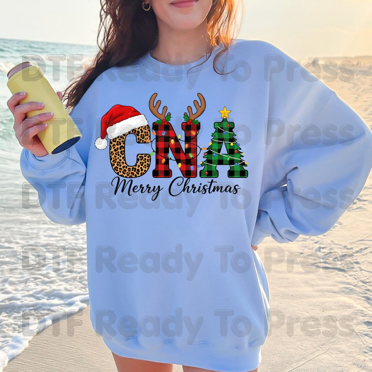 Christmas CNA Life Leopard Plaid DTF Transfers, Medical Nursing Stethoscope Holiday Ready to Press