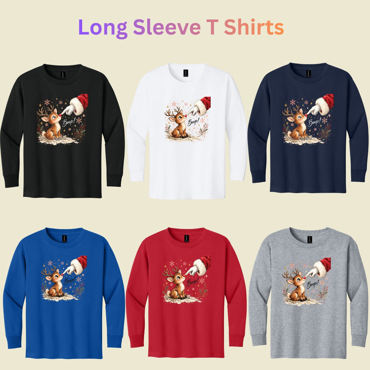 Boop Cute Reindeer T-Shirt, Santa Red Nose Christmas Tee, Festive Holiday Sweatshirt