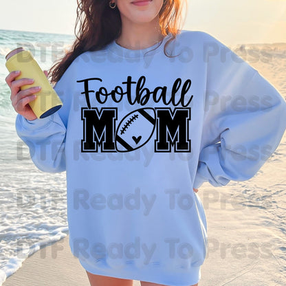Football Mom DTF Transfers, Sports Season Game Day Heart Varsity Letters Ready to Press