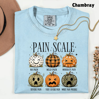 Funny Fall Pumpkin Pain Scale Nurse T-Shirt, Halloween Medical Humor Tee