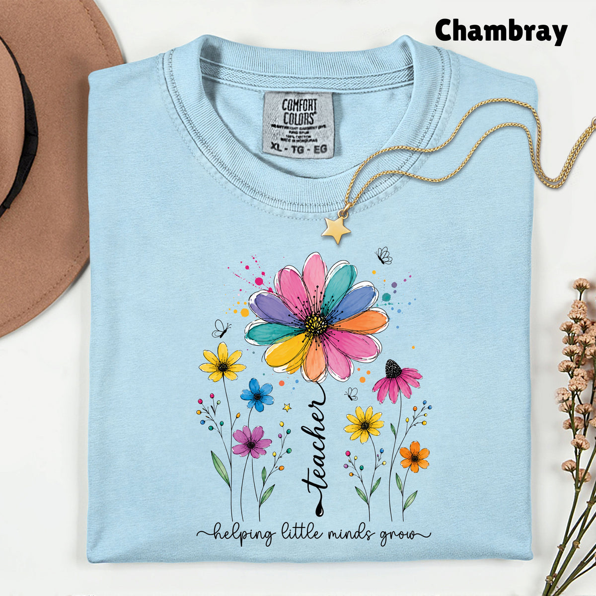 Teacher Helping Little Minds Grow Wildflower T-Shirt, Floral Teacher Quote Tee