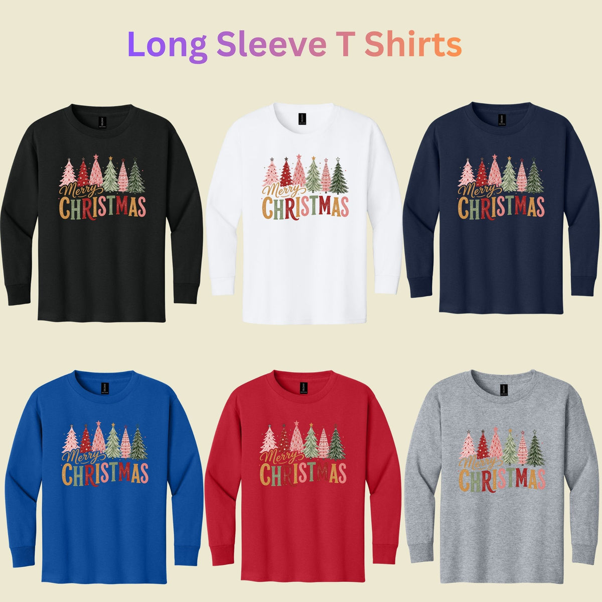 Colorful Christmas Tree T-Shirt, Gold Script Holiday Tee, Festive Christmas Sweatshirt