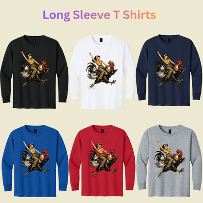 Vintage Woman Riding Rooster T-Shirt, Funny Country Farmhouse Chicken Graphic Tees