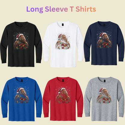 Santa Bigfoot T-Shirt, Christmas Sasquatch Lights Tee, Funny Holiday Sweatshirt