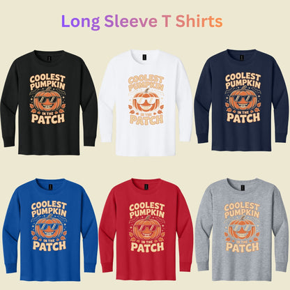 Coolest Pumpkin in the Patch T-Shirt, Retro Halloween Sunglasses Fall Season Tee for Toddler and Kids