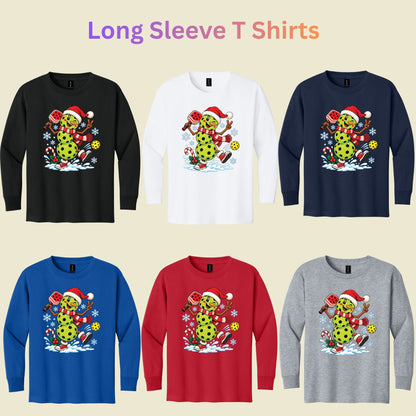 Pickleball Snowman Christmas T-Shirt, Santa Hat and Paddle Graphic Tee, Funny Holiday Sports Shirt
