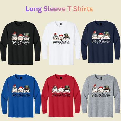 Merry Christmas T-Shirt, Snowmen and Red Cardinals Tee, Winter Holiday Sweatshirt