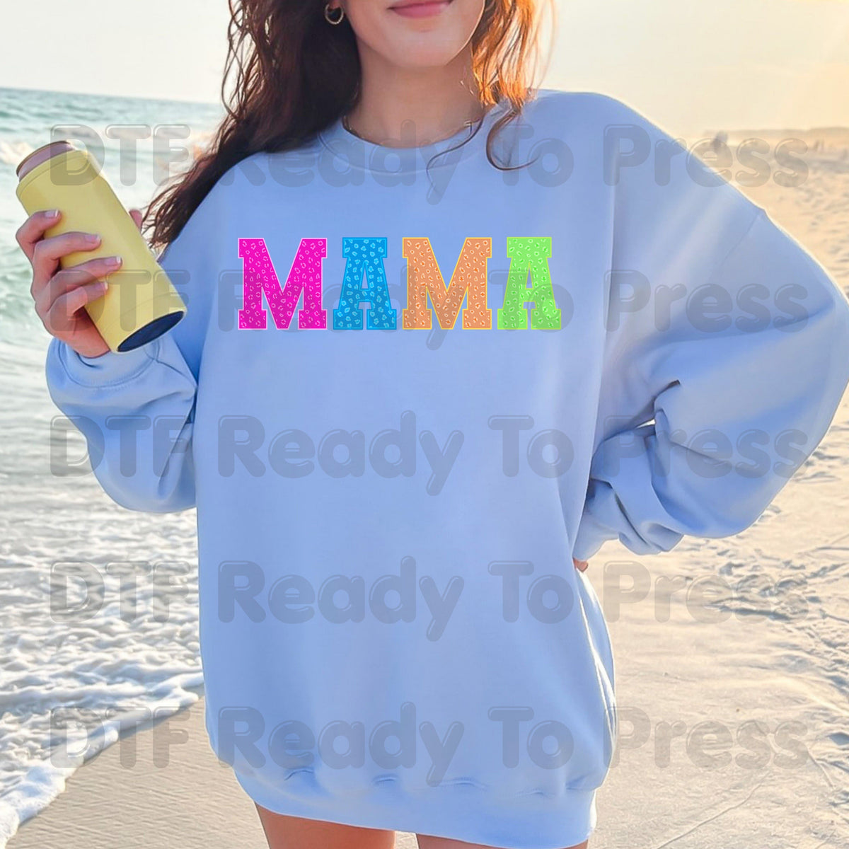 Mama DTF Transfers, Leopard Print Colorful Cheetah Varsity Letter Mama Ready to Press