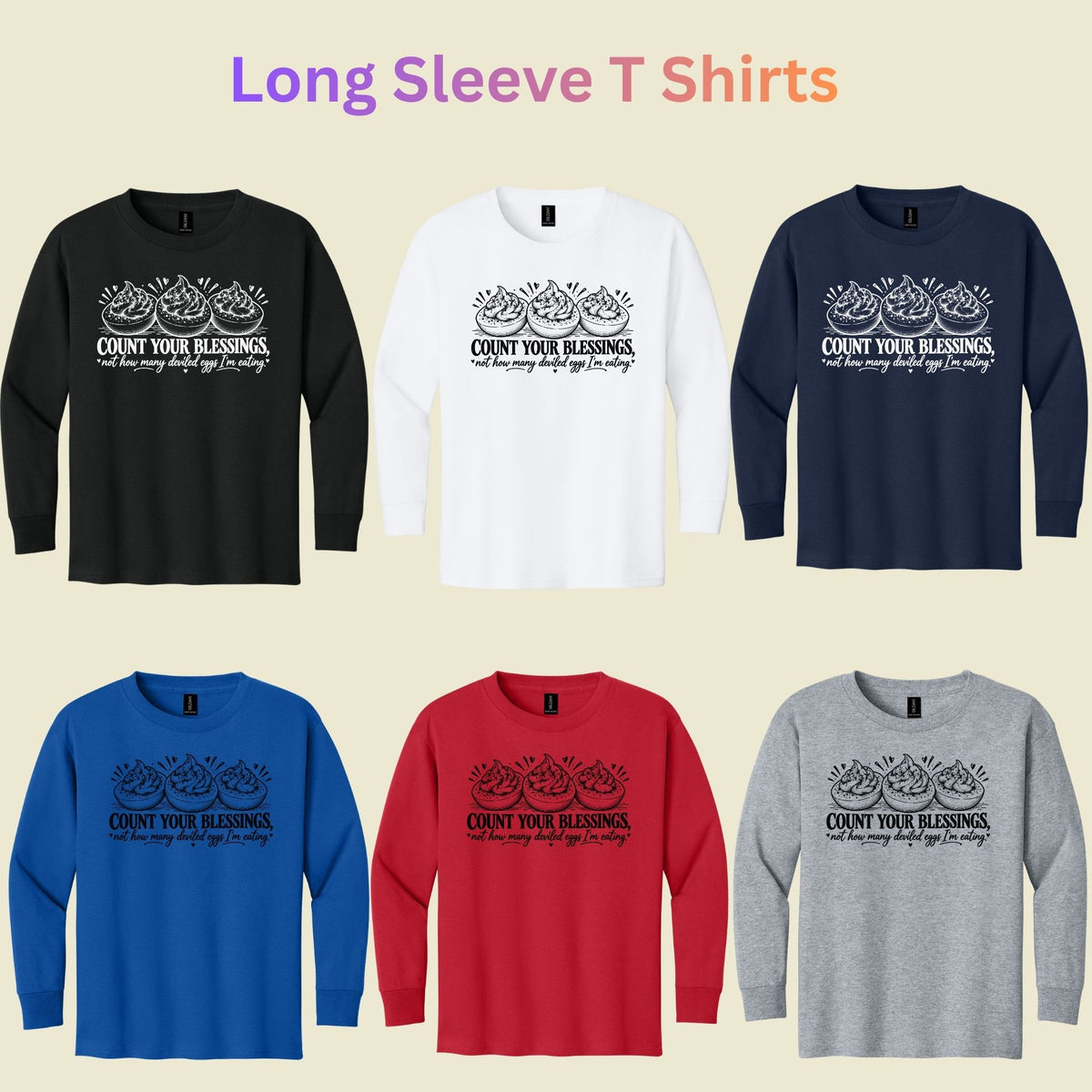 Thanksgiving T-Shirt, Count Your Blessings Deviled Eggs Graphic Tee, Funny Fall Holiday Shirt