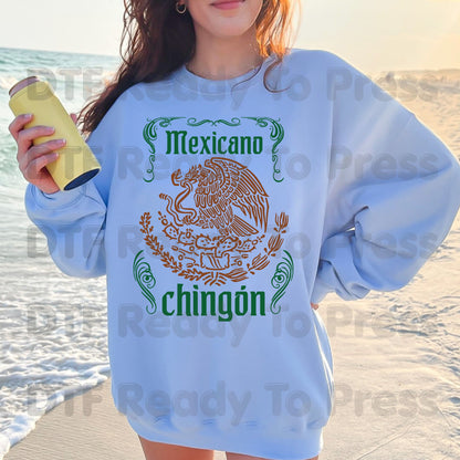 Mexicano Chingon DTF Transfers, Mexican Eagle Coat of Arms Green Brown Ready to Press