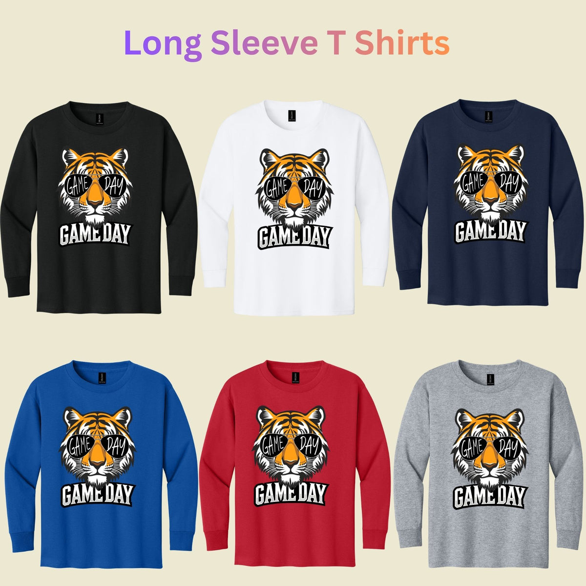 Game Day Tiger Mascot T-Shirt, Football Sports Sunglasses Team Spirit Tee for Toddler and Kids