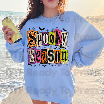 Halloween Spooky Season DTF Transfers, Ransom Note Cutout Colorful Gothic Patchwork Bats Spiderweb Ready to Press