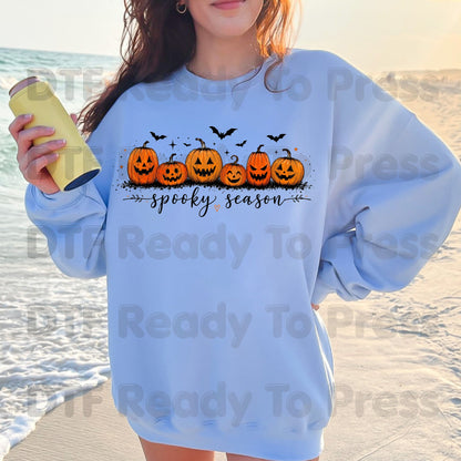 Spooky Season Jack O Lantern DTF Transfers, Pumpkin Patch Bats Cursive Ready to Press
