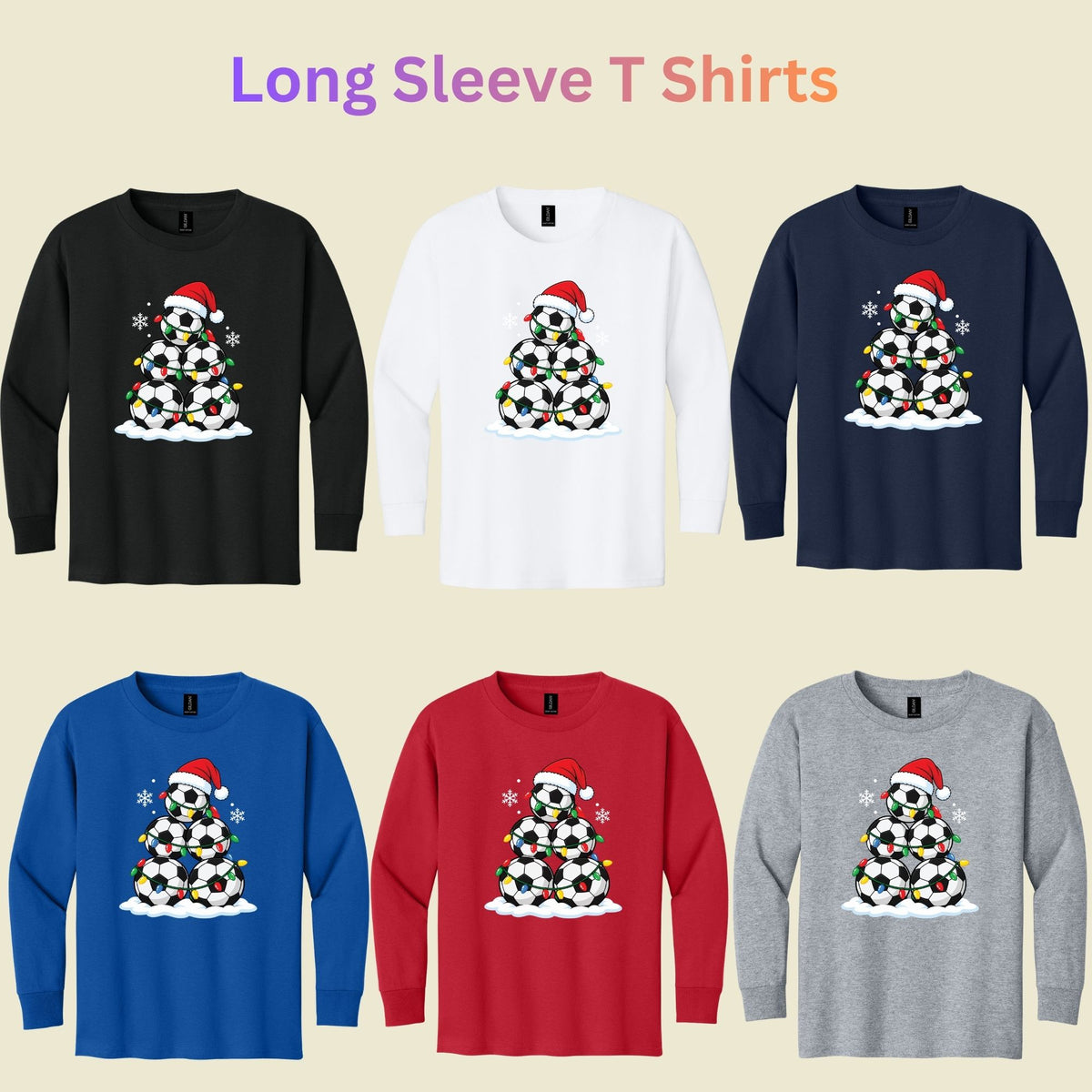 Christmas Soccer T-Shirt, Soccer Ball Santa Hat and Lights Tee, Festive Holiday Sweatshirt