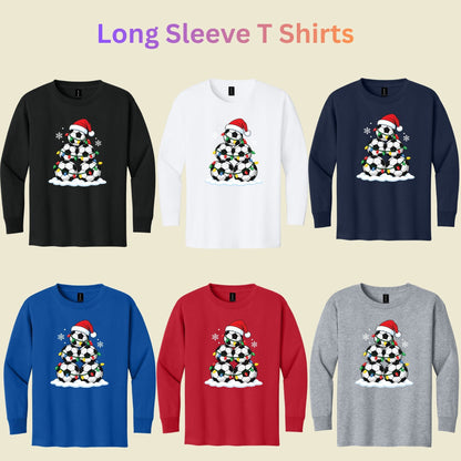 Christmas Soccer T-Shirt, Soccer Ball Santa Hat and Lights Tee, Festive Holiday Sweatshirt