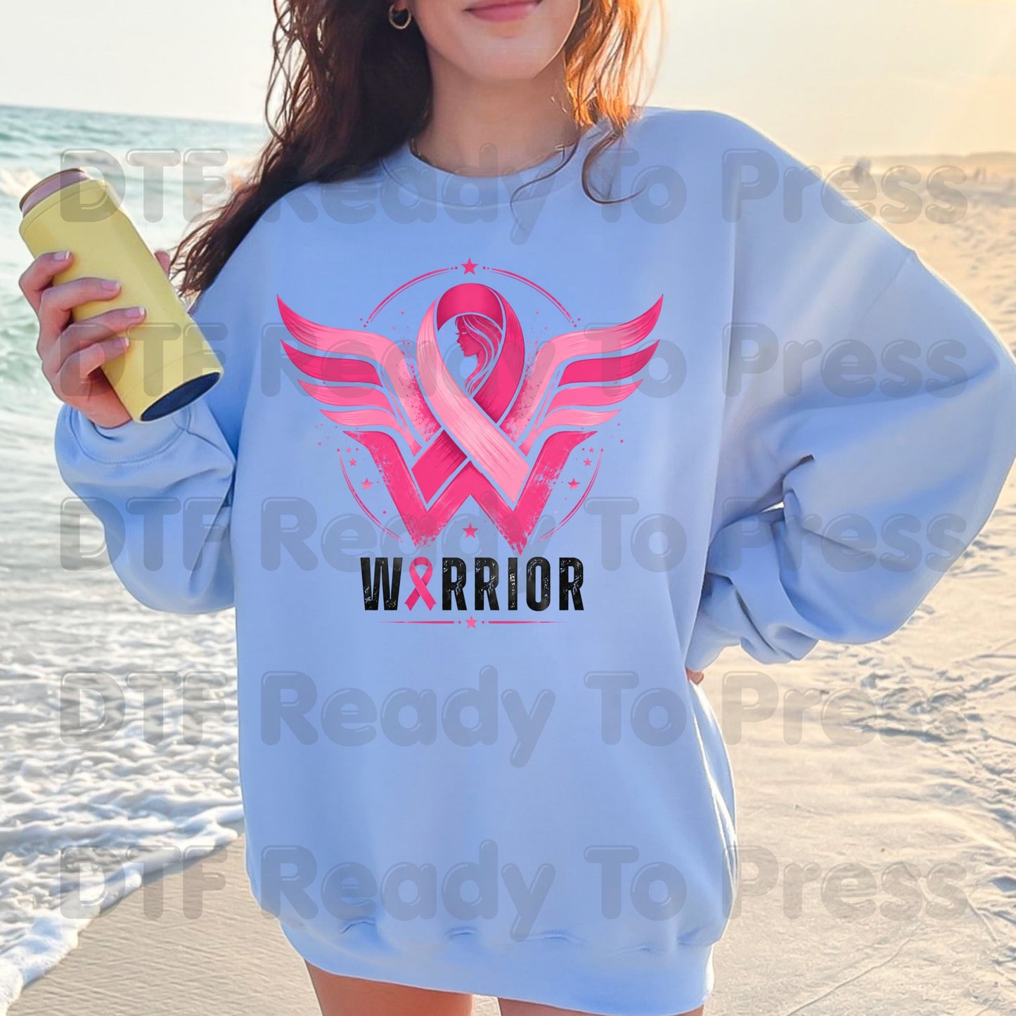 Breast Cancer Pink Ribbon DTF Transfers, Wings Warrior Hope Survivor Awareness Ready to Press