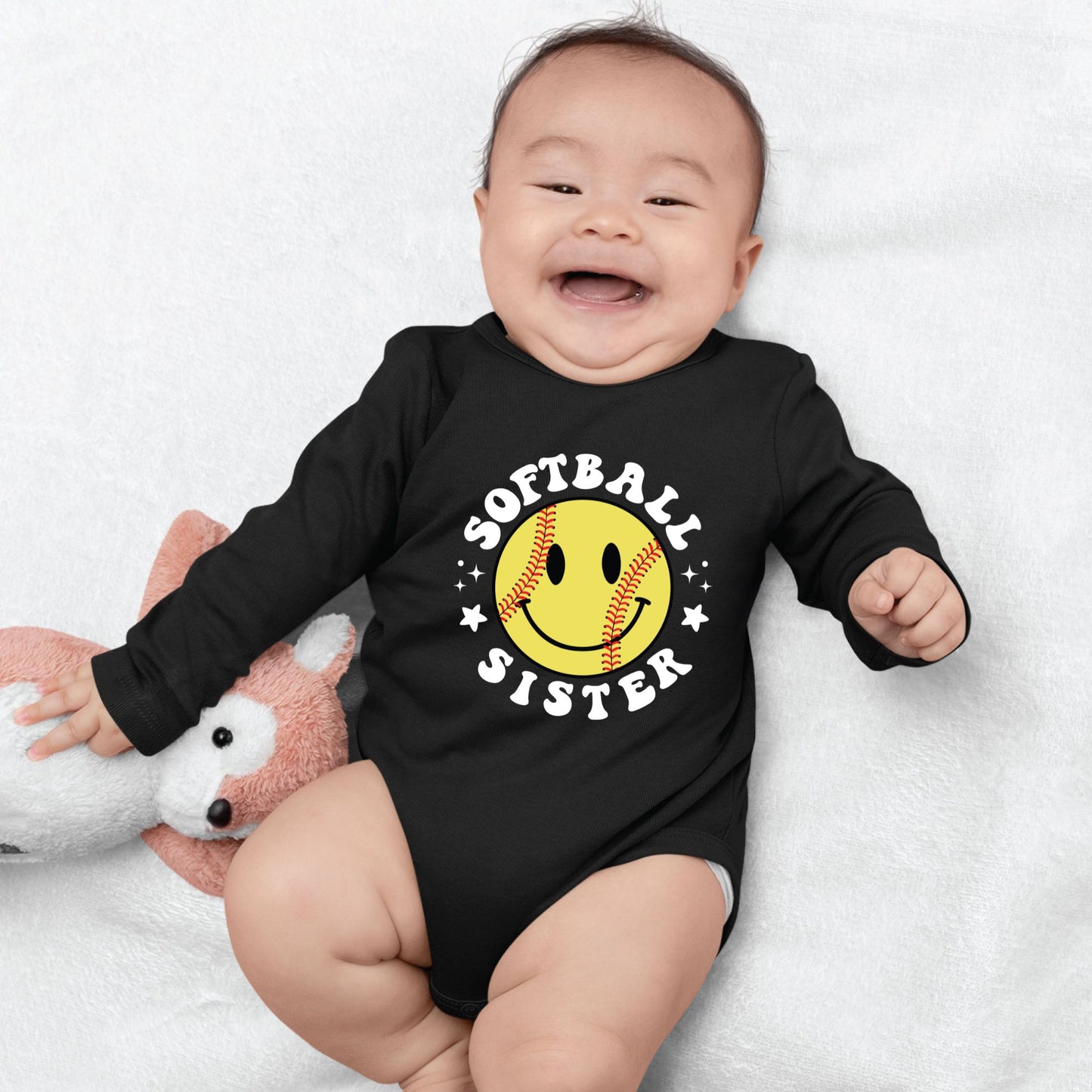 Softball Sister Youth Shirt Smiley Face Softball Sweatshirt