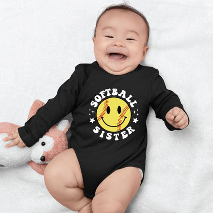 Softball Sister Youth Shirt Smiley Face Softball Sweatshirt
