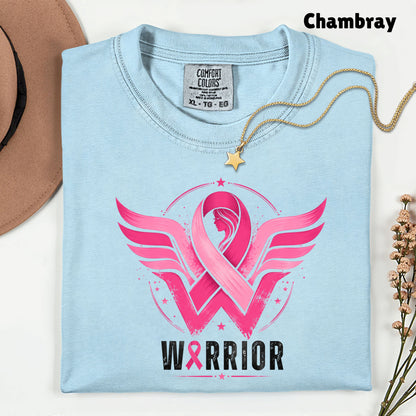 Breast Cancer Pink Ribbon Warrior T-Shirt, Wings Hope Survivor Awareness Tee