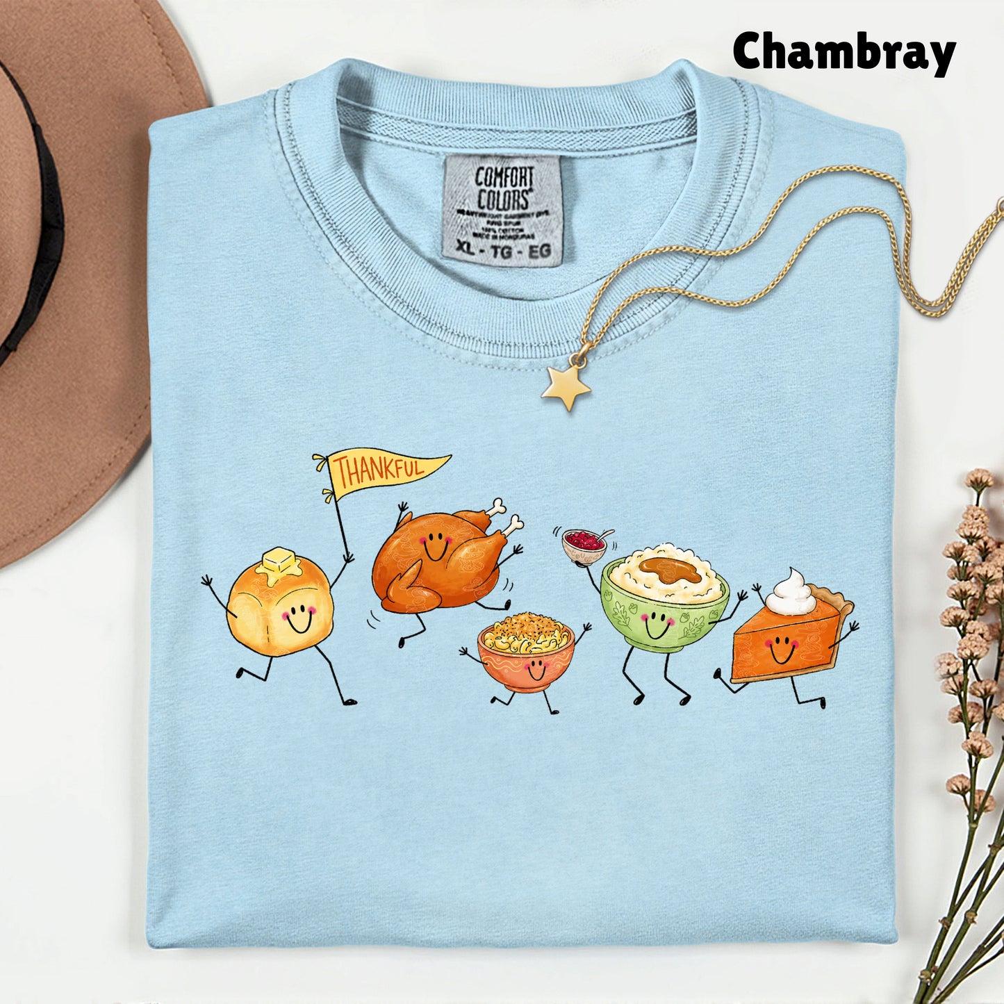 Thanksgiving Dancing Turkey T-Shirt, Food Parade Pumpkin Pie Funny Fall Tee