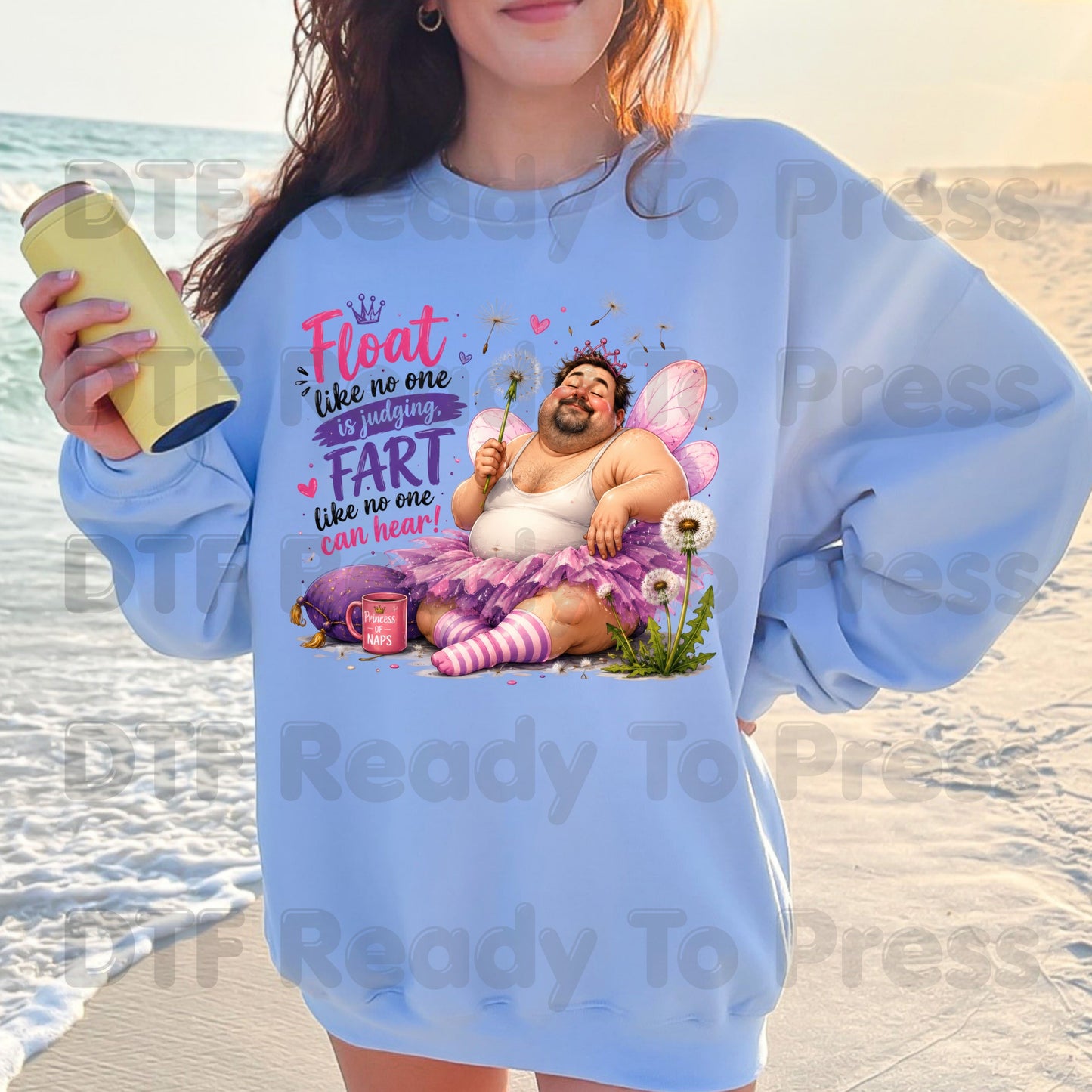 Funny DTF Transfers, Float Like No One Can See Fart Like No One Can Hear Fairy Man Ready to Press
