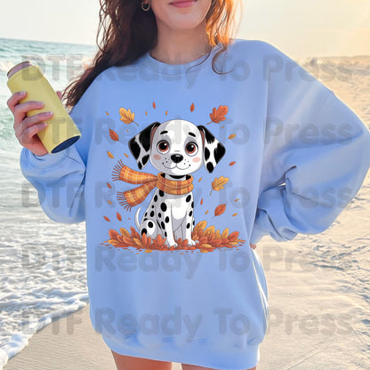 Fall Dalmatian DTF Transfer Ready to Press