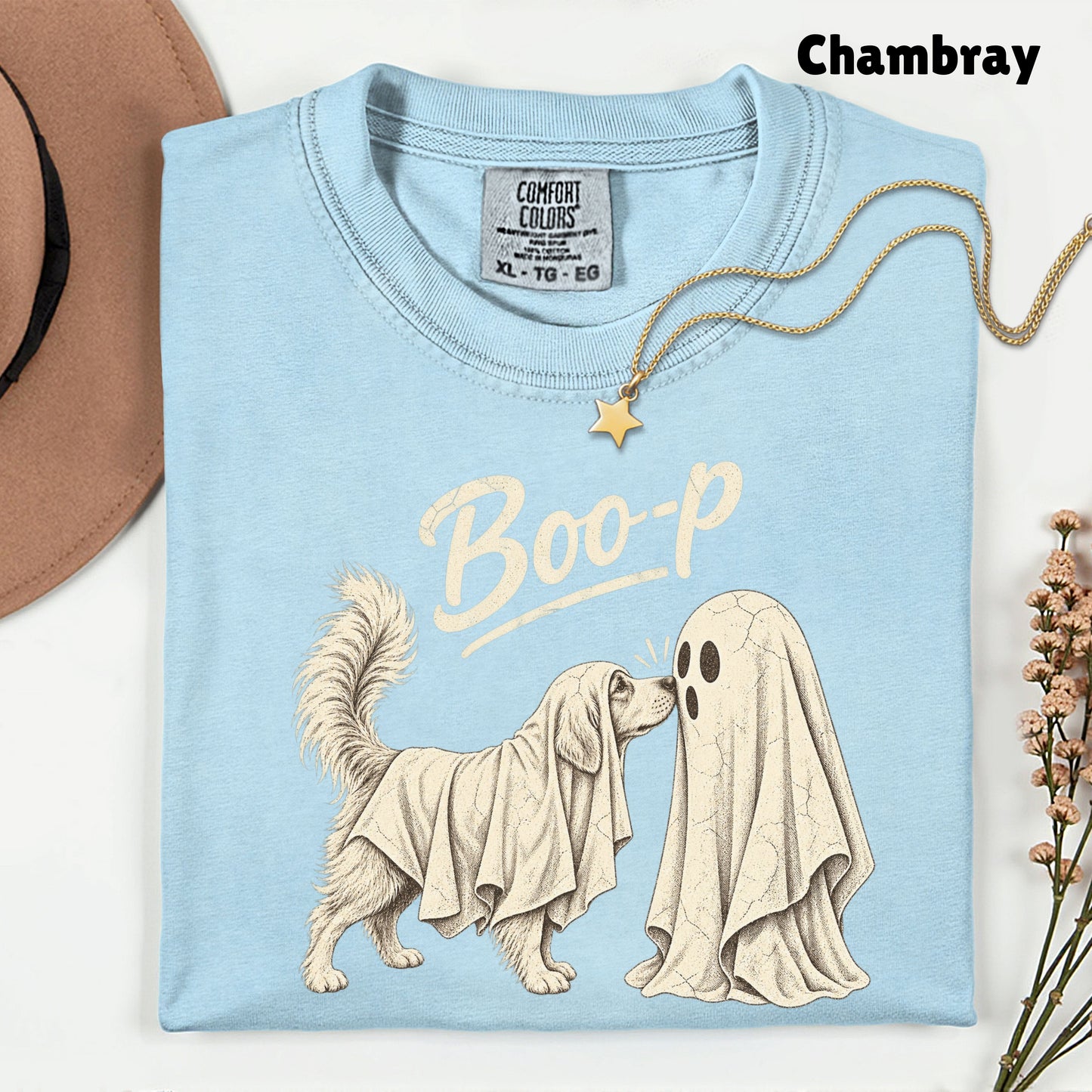 Halloween Dog Ghost Boop T-Shirt, Cute Spooky Season Golden Retriever Dog Lover Tee