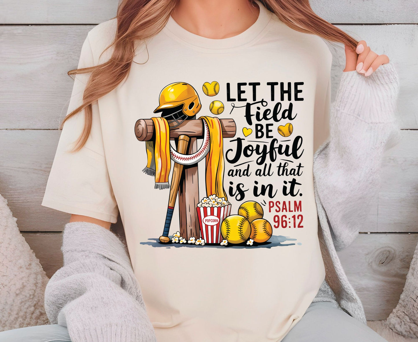 Let The Field Be Joyful T Shirt Psalm 96:12 Baseball Tee Christian Sports Shirt Adult Youth Toddler Baby Religious Gift Baseball Coach Tee