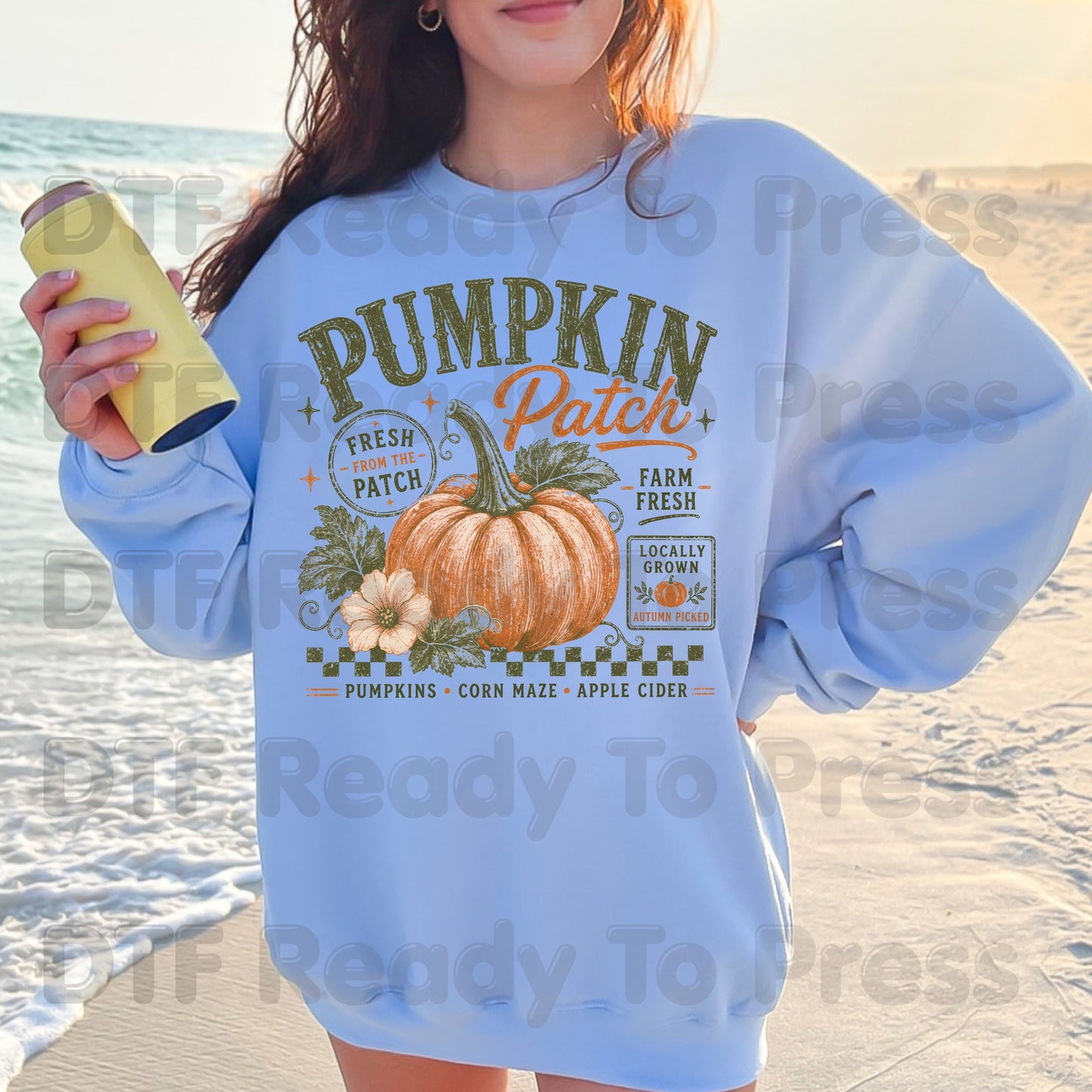 Halloween Pumpkin Patch DTF Transfer Ready to Press Farm Fresh Autumn Heat Transfer For Shirts Vintage Fall Pumpkin Graphic Print Locally Grown