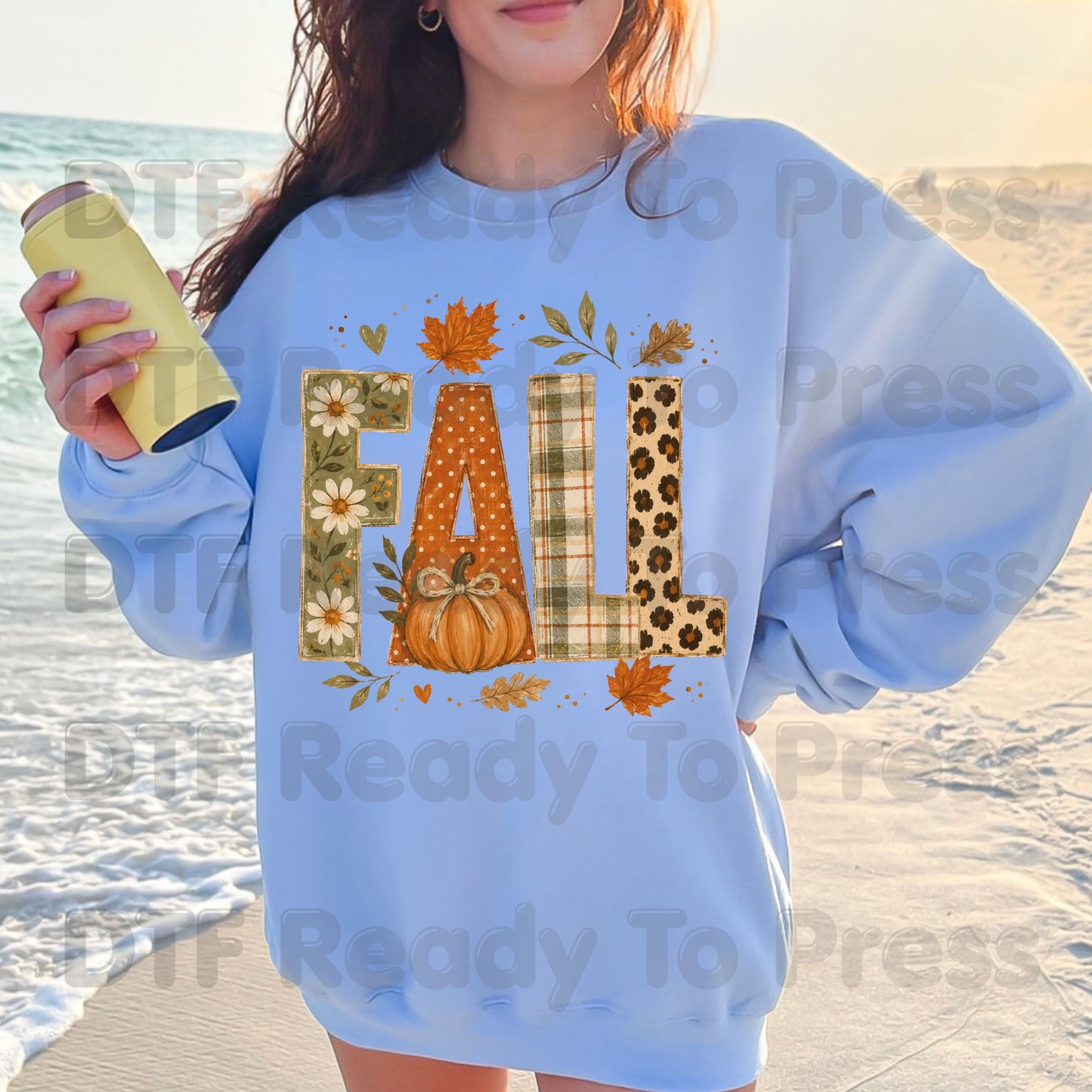 Fall DTF Transfer Ready to Press Autumn Floral Plaid Leopard Letters Heat Transfer for Shirts Pumpkin and Leaves Aesthetic Tees