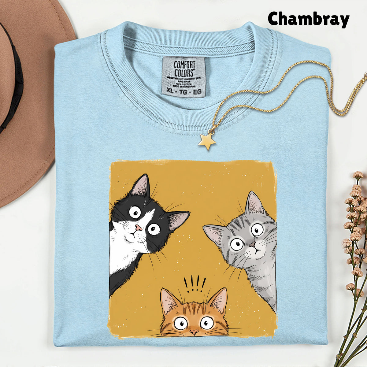 Curious Cats Peeking Cats T-Shirt, Funny Cat Lover Kittens Tee