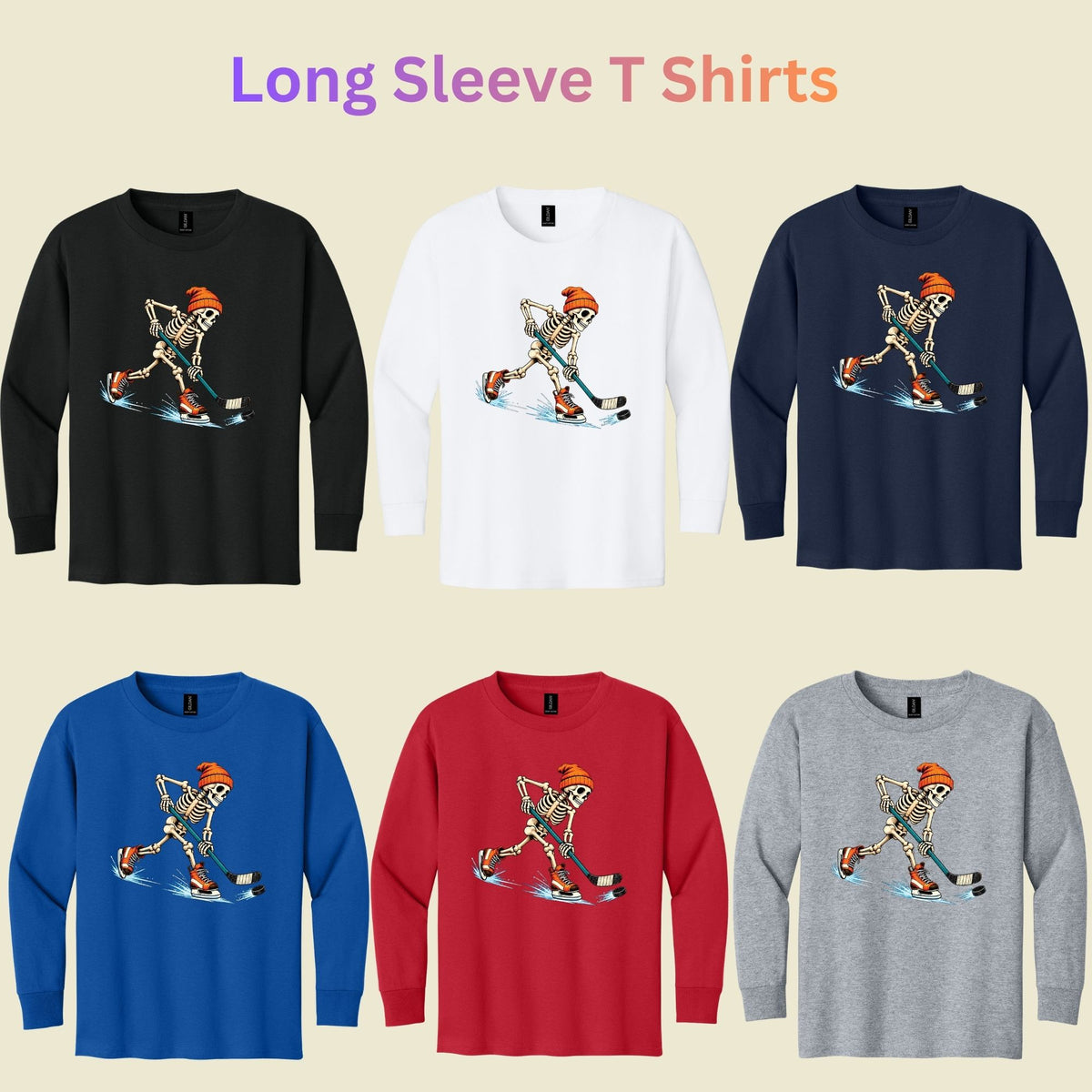 Hockey Skeleton T-Shirt, Skating Skeleton Beanie Graphic Tee, Ice Hockey Sweatshirt