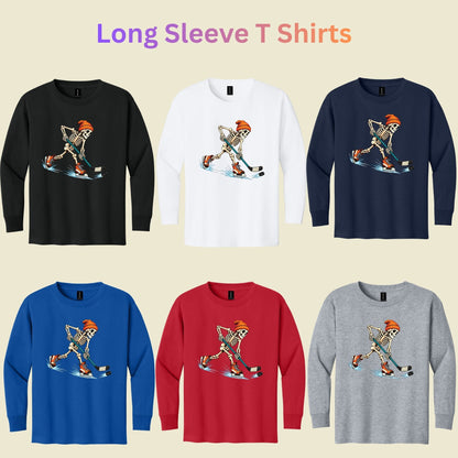 Hockey Skeleton T-Shirt, Skating Skeleton Beanie Graphic Tee, Ice Hockey Sweatshirt