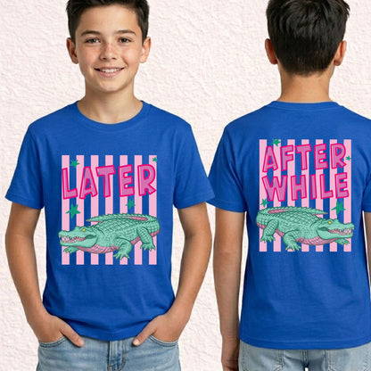 Later Gator Alligator Summer T Shirt After A While Crocodile Summer Vacation Tees Front Back Print Funny Graphic Beach Trip Shirts