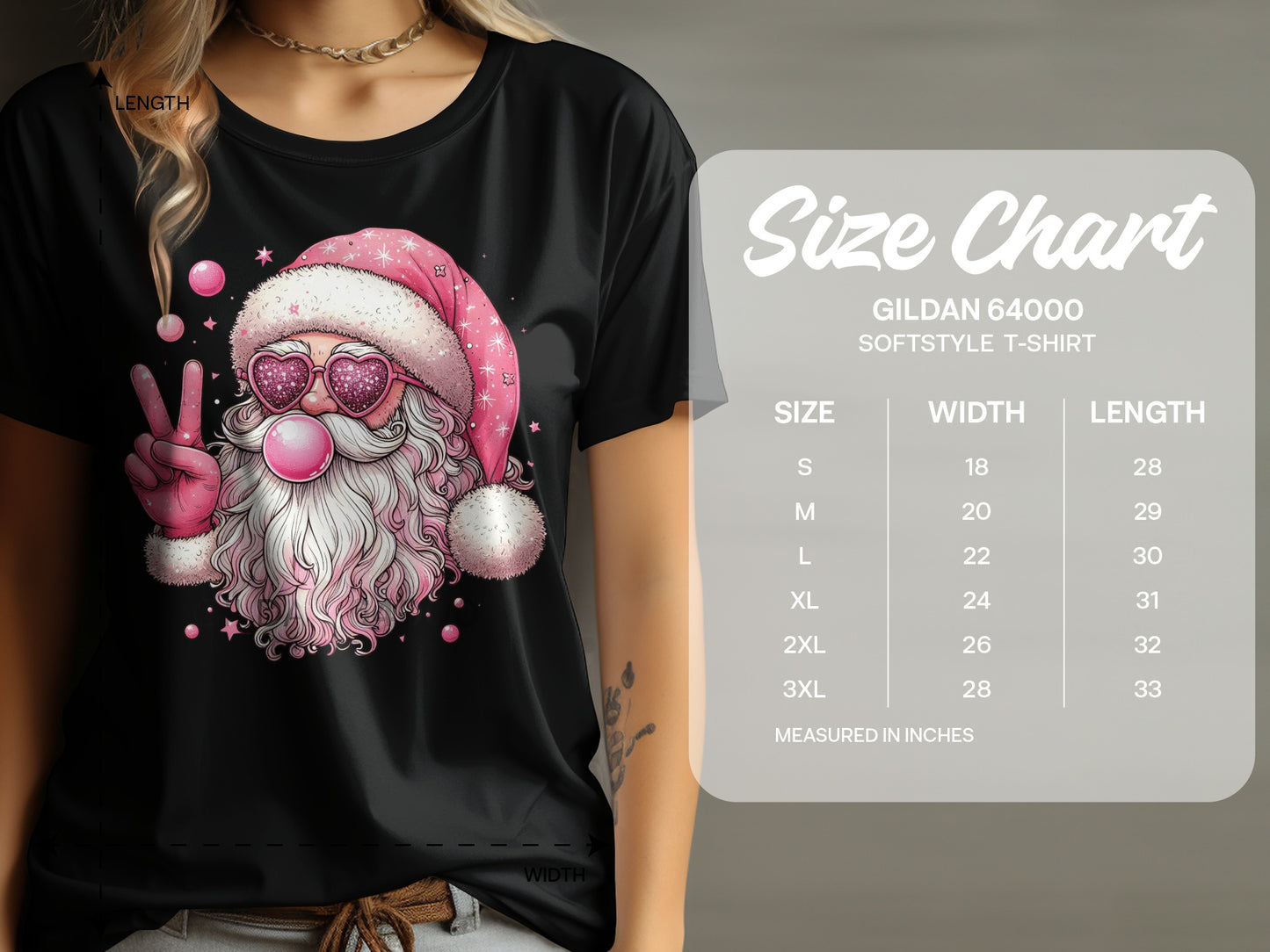 Santa Claus Pink Sunglasses Graphic T-shirt