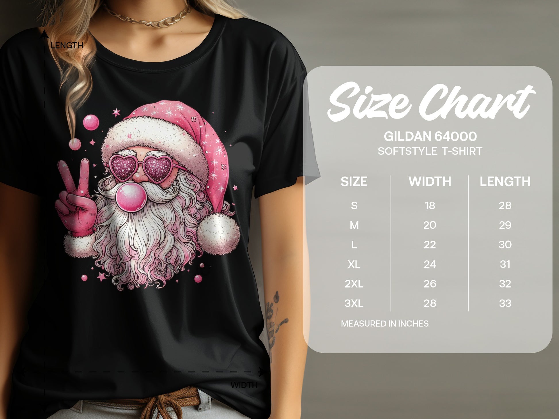Santa Claus Pink Sunglasses Graphic T-shirt