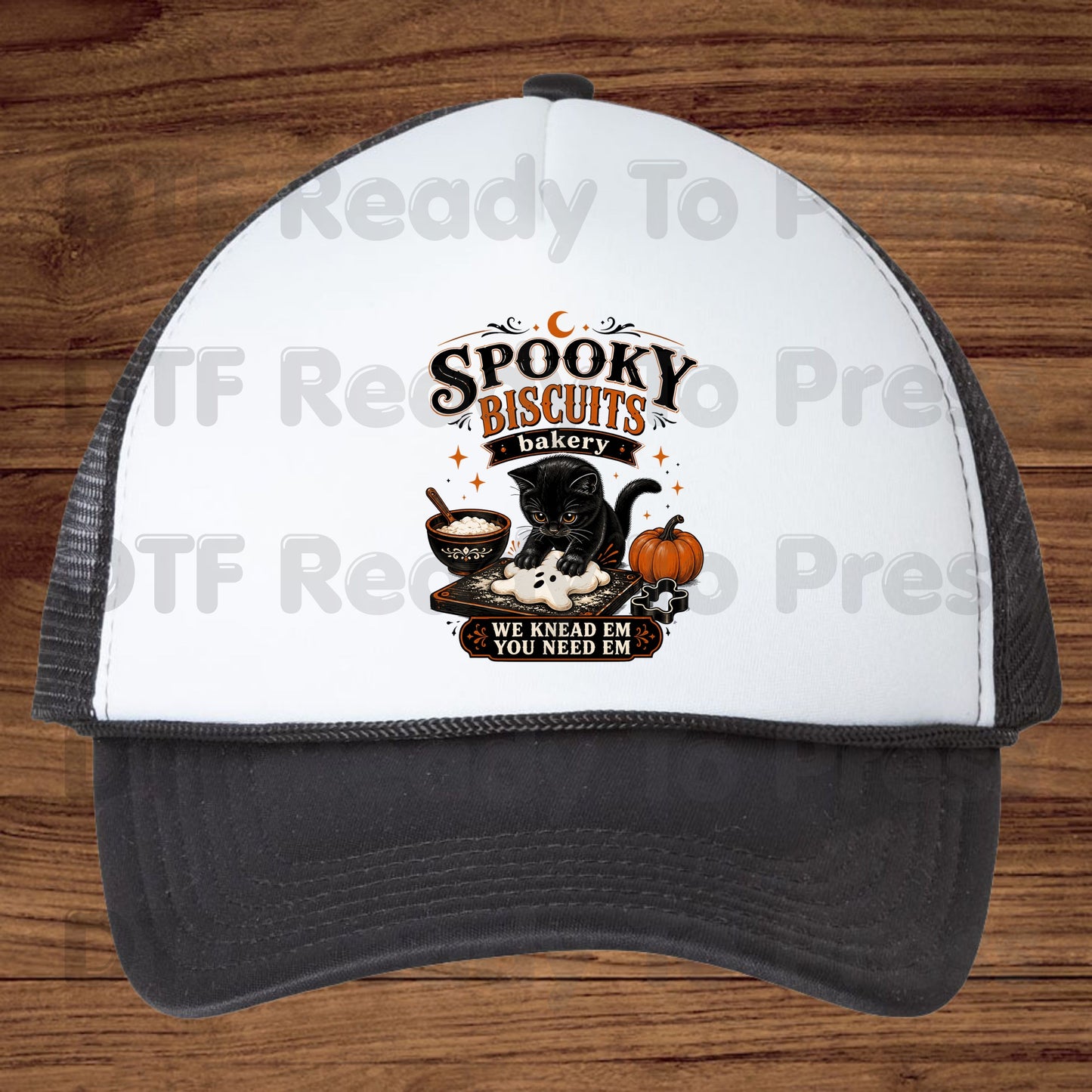 Spooky Cat lady Baker DTF Transfers Funny Halloween Biscuits Bakery Knead Pumpkins Ready to Press