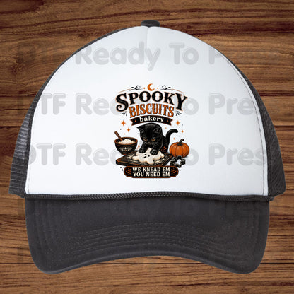 Spooky Cat lady Baker DTF Transfers Funny Halloween Biscuits Bakery Knead Pumpkins Ready to Press