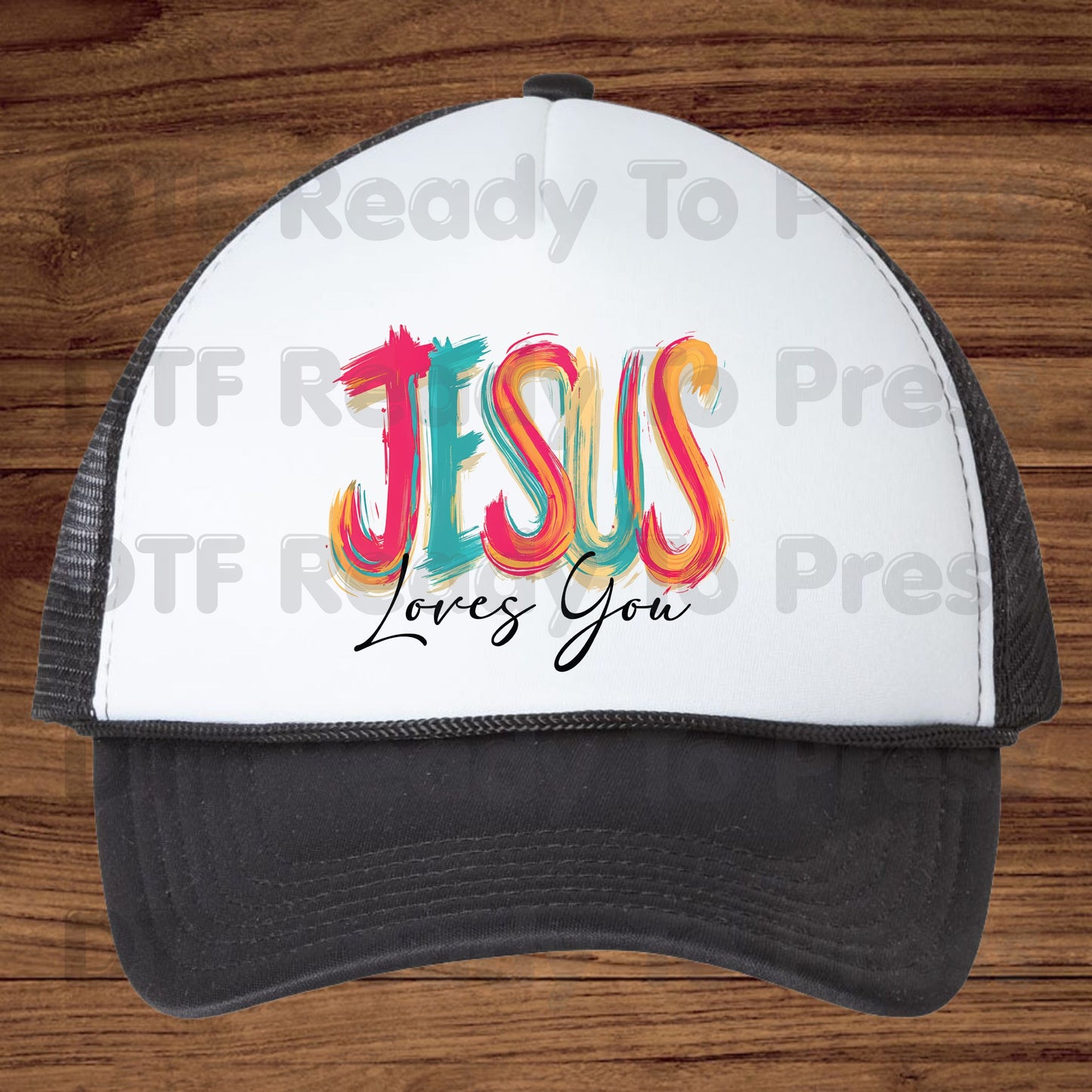 Jesus Loves You DTF Transfers, Colorful Brushstroke Christian Faith Quote Ready to Press