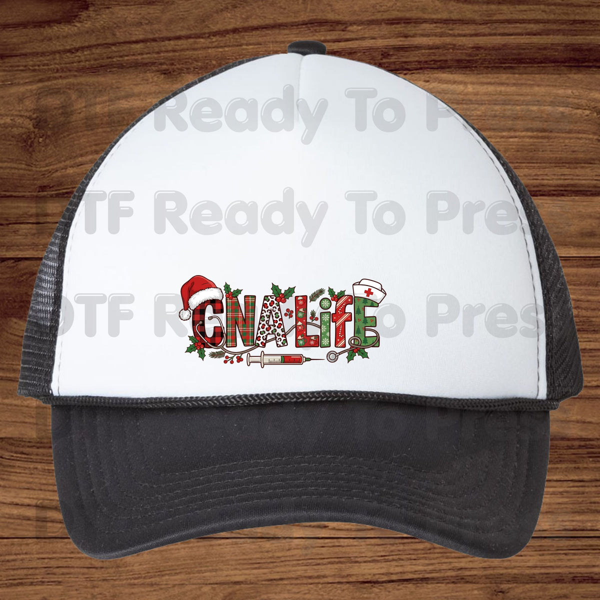 Christmas GNA Life DTF Transfers, Nursing Medical Plaid Leopard Stethoscope Holiday Ready to Press