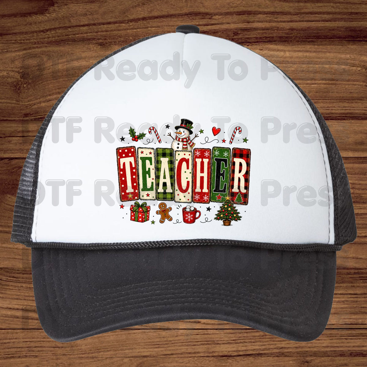 Christmas Teacher Snowman DTF Transfers, School Gingerbread Plaid Holiday Ready to Press