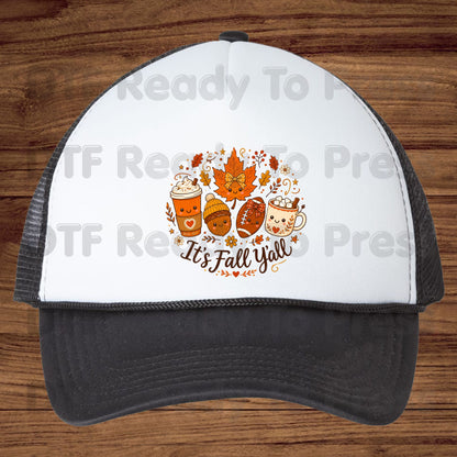 It's Fall Y'all DTF Transfers, Autumn Season Coffee Acorn Football Cute Ready to Press