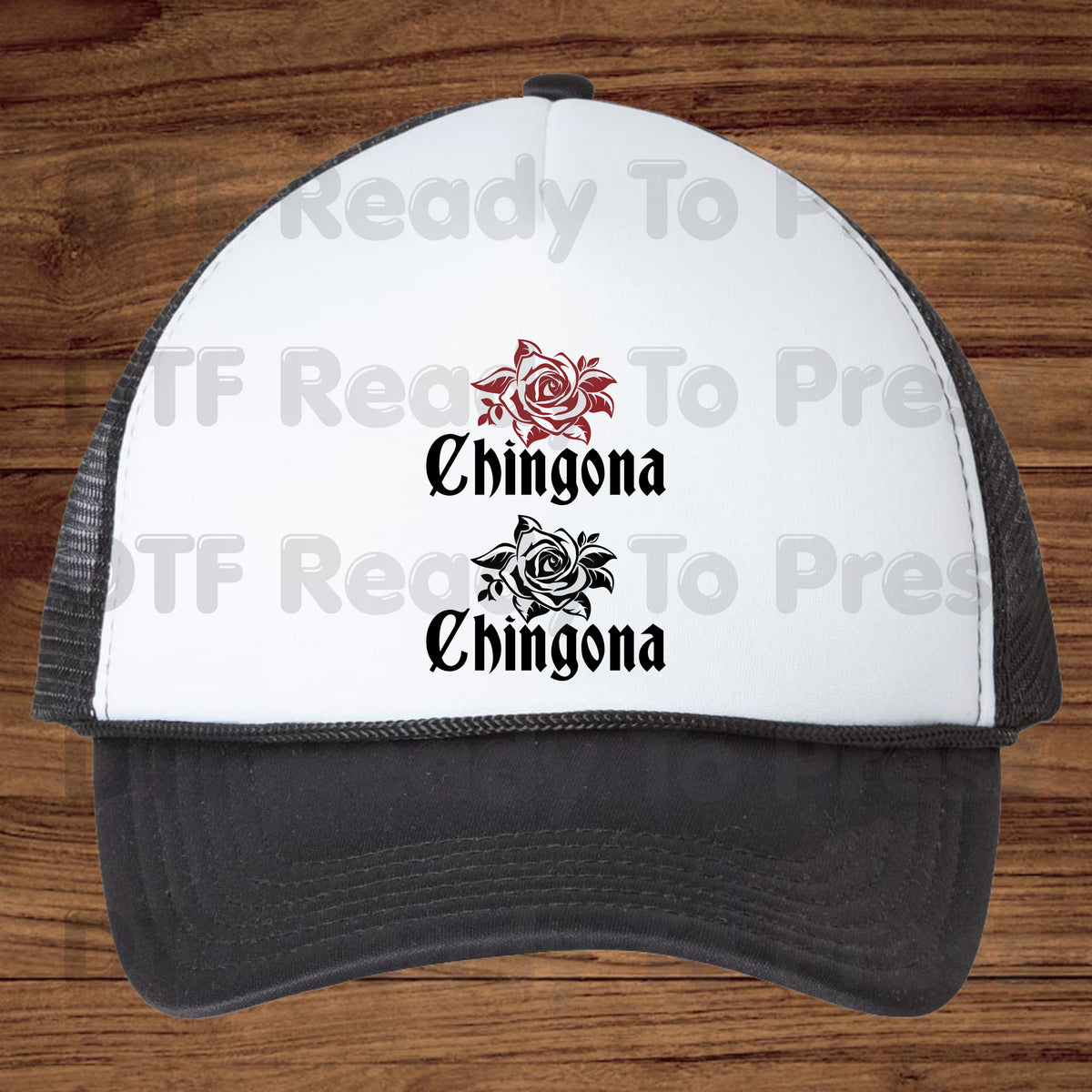 Chingona Rose DTF Transfers, Latina Power Red Rose Chicana Old English Font Ready to Press