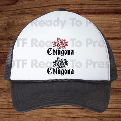 Chingona Rose DTF Transfers, Latina Power Red Rose Chicana Old English Font Ready to Press