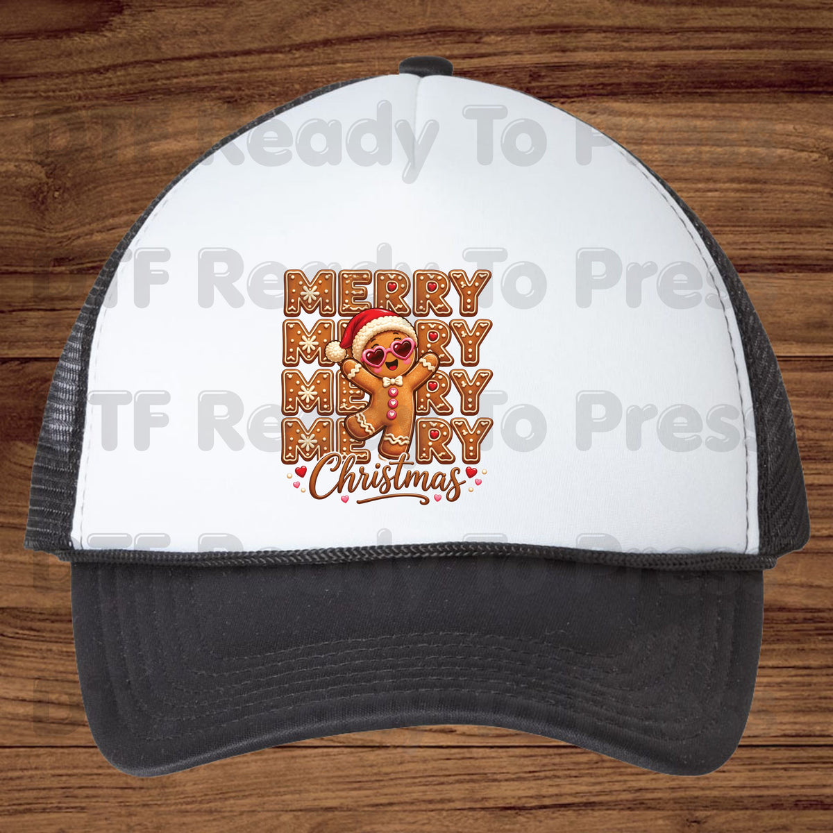 Christmas DTF Transfer, Merry Gingerbread Man with Sunglasses Graphic