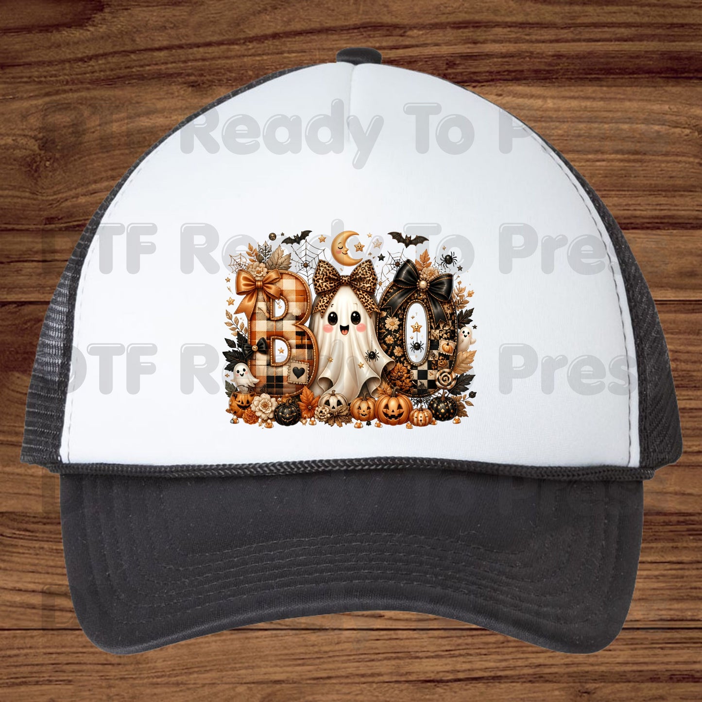 Halloween Boo Ghost DTF Transfers, Cute Bows Orange Plaid Leopard Spooky Season Ready to Press