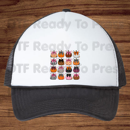 Coquette Bow Pumpkin Halloween DTF Transfers, Pink Plaid Leopard Spooky Ready to Press